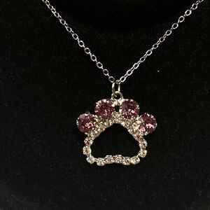 NWOT- Handmade Silver tone Paw Print  Swarovski Crystal Necklace. Price is Firm.